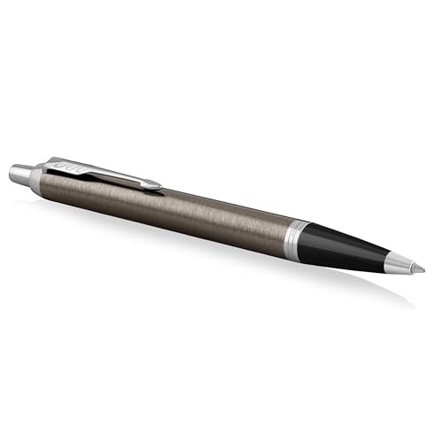 Parker IM Penna a Sfera | Punta Media e Ricarica di Inchiostro Blu | Dark Espresso Chrome Trim