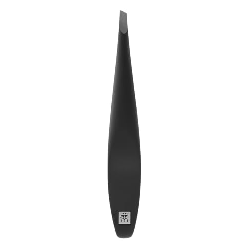 ZWILLING Pinzetta (punta obliqua, rimozione di peli e schegge di sopracciglia, manico di larghezza maggiore, ipoallergenica), premium, nera, 100 mm