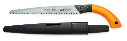 Fiskars Sierra para madera verde, Cuchilla fija, Funda de plástico incluida, Corte tirante, Longitud de cuchilla: 33 cm, Cuchilla de acero inoxidable, Negro/Naranja, SW84, 1001620