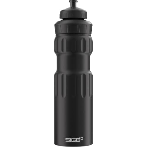 SIGG WMB Sports Black Touch Cantimplora deportiva (0.75 L), botella metálica hermética sin sustancias nocivas, botella de aluminio ligera