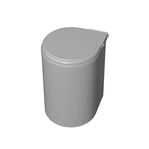 EMUCA - Cubo basura puerta de armario, contenedor de basura, contenedor de 13L con tapa automática y fijación a puerta, plástico, gris