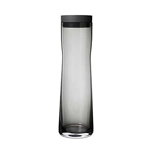 blomus -SPLASH- Wasserkaraffe aus Rauchglas, rauch/dunkelgrau,1Liter Fassungsvermögen, Silikon/Edelstahldeckel, einfache Handhabung (H / B / T: 29,5 x 9 x 9 cm, 63807)