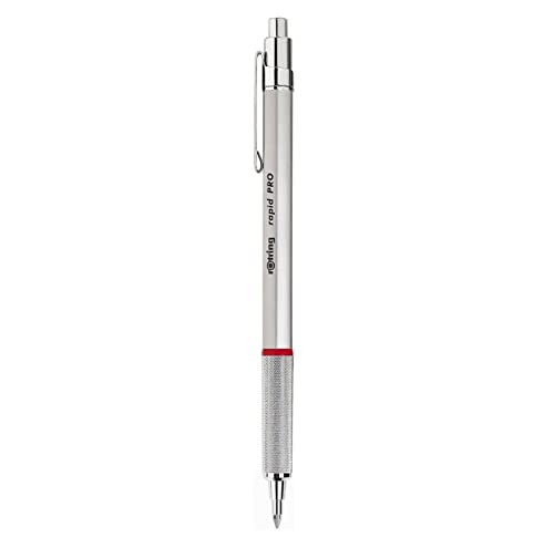 rOtring Rapid Pro penna a sfera retrattile per disegno tecnico | Punta media | Inchiostro blu | Corpo interamente in metallo Argento