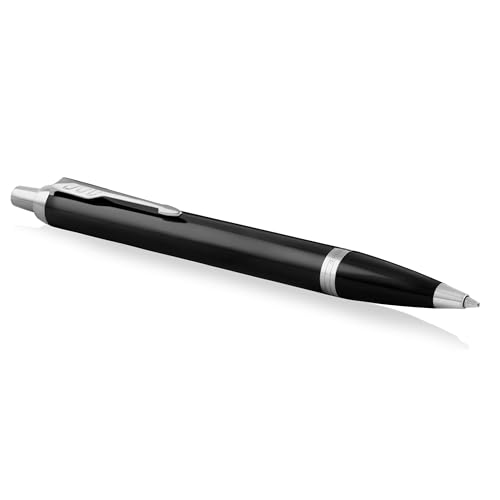 Parker, 1931683, IM, penna a sfera con punta media, ricarica con inchiostro blu Penna a sfera Gift Box Lacquer black Chrome trim
