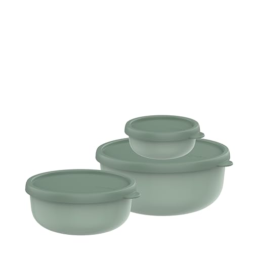 Mepal - Recipientes microondas 3-Partes Lumina - Recipientes alimentarios con tapa aptos para la nevera, el congelador, horno de vapor, microondas y lavavajillas - 250 + 750 + 1500 ml - Nordic sage