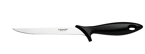 Fiskars Cuchillo para filetear con hoja flexible, Essential, Longitud total: 30 cm, Acero inoxidable/Plástico PP, Negro, 1065567