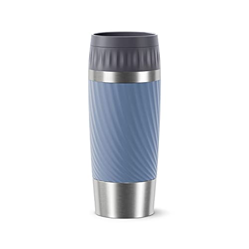 EMSA Travel Mug Easy Twist N2011800 Tazza Termica, Acciaio Inox, Blu Acqua, 360 Ml