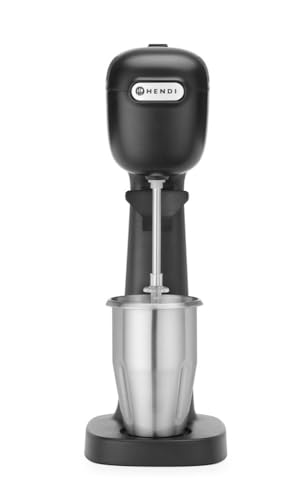 HENDI Mixeur Professionnel de Boissons, Aérateur de Boissons Légères, Frappés, Cappuccinos Glacés, 2 Gobelets et 4 Agitateurs Inclus, 230V/400W, 170x196x(H)490mm, Noir