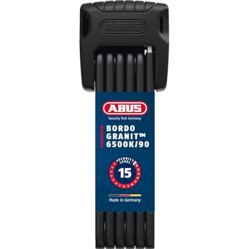 ABUS Candado plegable Bordo Granit 6500K con soporte para candado SH - Candado de bicicleta con cilindro XPlus de alta protección contra manipulaciones - Nivel de seguridad 15 - Longitud 90 cm