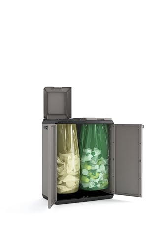 Keter 9736000 Split Cabinet Recycling Basic 68 x 39 x 85 H, Grigio, 68x39x85 cm