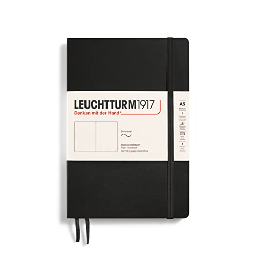Leuchtturm1917 318651 Carnet medium A5 Couverture souple 121 pages numérotées Noir