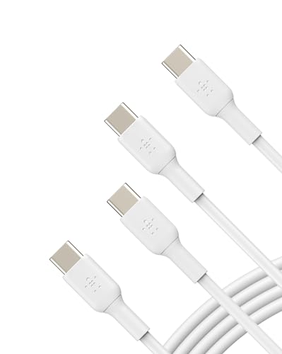 Belkin BoostCharge Cavo USB-C, Ricarica Rapida per iPhone 15, Samsung Galaxy S24, Pixel, iPad Pro, Nintendo Switch e Altri, 1 m, Confezione da 2, Bianco