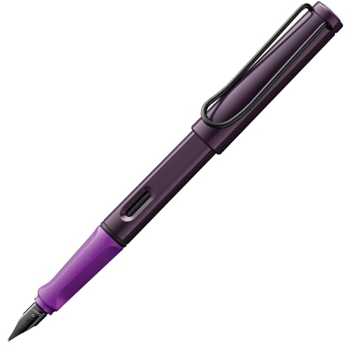 Lamy safari violet-blackberry - Pluma estilográfica con empuñadura ergonómica y plumín de acero pulido en tamaño M - ideal para cualquier escritura y caligrafía - con cartucho T 10 azul - Diestro