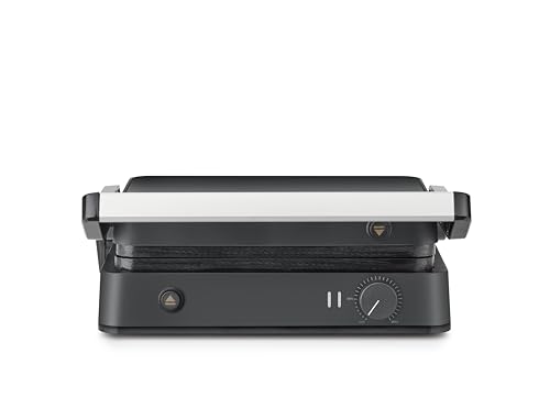 SEVERIN SEVINI LITE Multi-gril viande,Gril avec fonction plancha,Gril électrique pour légumes, steaks et paninis, Gril viande, Plaques avec revêtement céramique, 1 800 W, Noir/Inox, KG 2398