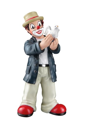GILDE Gildeclown Deko Figur Clown mit weißer Taube - Hoffnung Hope - Kunstharz Mehrfarbig - Höhe 13 cm