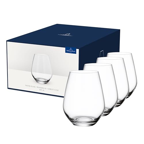 Villeroy & Boch Ovid Vaso Juego De 4 Claro, Apto Para Lavavajillas, Vasos De Agua De Cristal, Set Vasos, Copas De Agua, Vidrio De Cristal