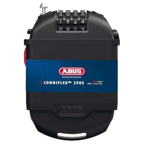 ABUS Candado especial Combiflex 2503/120 + soporte UCH 2503 - adecuado como candado para equipaje, esquís y casco - cable de acero de 120 cm - con código de combinación