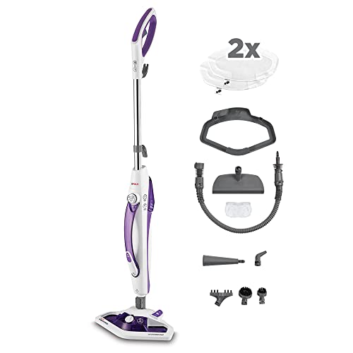 Polti Vaporetto SV440 Double – 2-in-1 Dampfreiniger, Boden- & Handgerät, 11 Zubehörteile, Aufheizzeit 15 Sek., Abnehmbarer Wassertank, Weiß/Violett