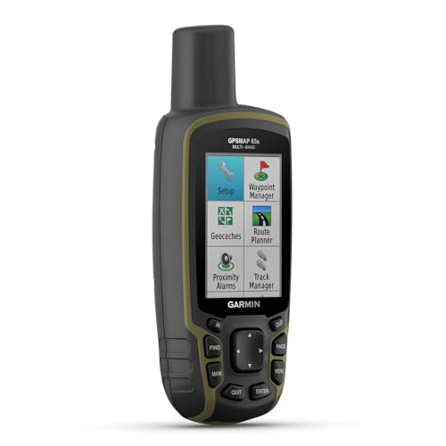 Garmin GPSMAP 65s – Robustes GPS-Outdoor-Navi mit vorinstallierter TopoActive Europakarte, 2,6“ Farbdisplay, Barometer & Kompass. Navigation mit 5 Satellitensystemen und Multi-Frequenz-Technologie.