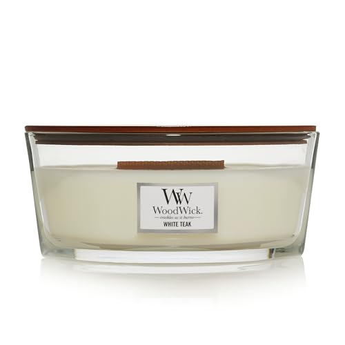WoodWick | Vela Elíptica | White Teak | Gran regalo para mujeres
