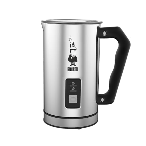 Bialetti 0004430 Montalatte Elettrico, capacità 240 ml, 500 W, 1 tazza, Acciaio Inossidabile, Argento/Nero