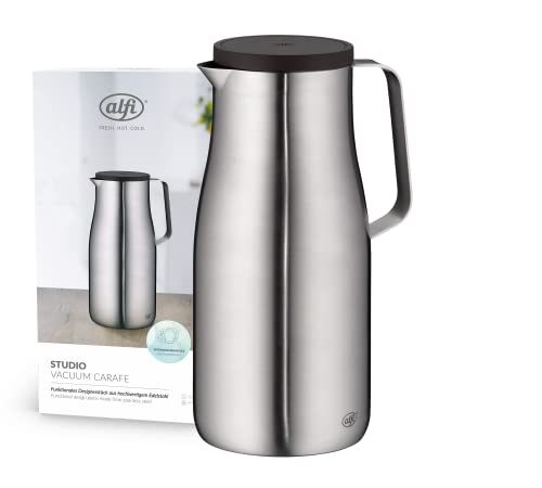 alfi Studio TT 1,5 l, Acero Inoxidable, Termo de Doble Pared de Acero Inoxidable Mate, Mantiene el Calor Durante 12 Horas, frío 24 Horas, Cierre Giratorio, Apertura Grande, Termo, Apto para