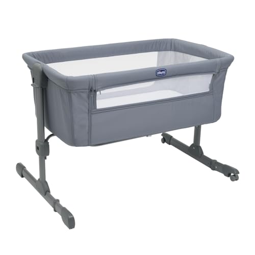 Chicco Next2Me Essential Lit Bébé Cododo, Berceau Bébé Cododo, Compatible avec Plusieurs Lits, Réglable en Hauteur, Bonne Circulation de l’air, Matelas et Sac Inclus, 0-6 Mois, Gris