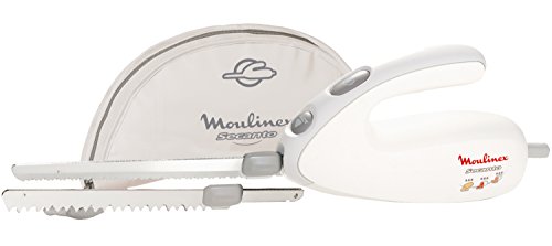 Moulinex Couteau électrique, 100 W, Lames à découper, Tranche les viandes, charcuterie, poissons, pain, Secanto blanc DJAC41