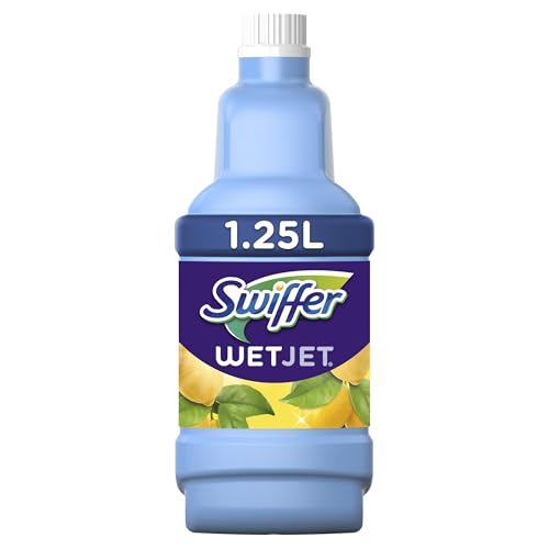 Swiffer WetJet Nettoyant Sol pour Balai Spray, Grand Format 5L (1.25L x4), Parfum Agrumes Frais, Solution Multi-Surfaces, Élimine la Saleté Sans Traces ni Résidus, Pour Tous Types de Sols