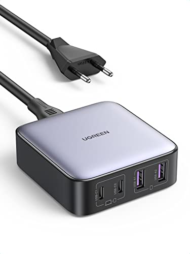 UGREEN Nexode 65W Caricatore 4 Porte GaN, Alimentatore 2 USB C e 2 A, Compatibile iPhone 16/15/14/13, Galaxy S24/S23/S22/S21, Redmi Note 12, Google Pixel 7, MacBook PRO/Air, iPad