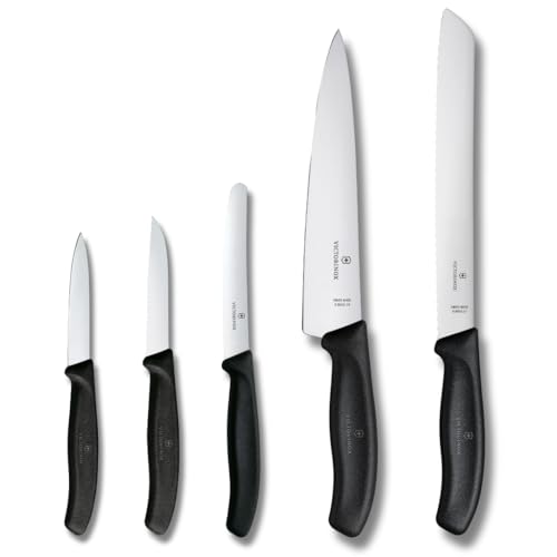 Victorinox Swiss Classic Juego de cuchillos de cocina, juego de cocina, 5 piezas, extra afilado, Swissmade, negro
