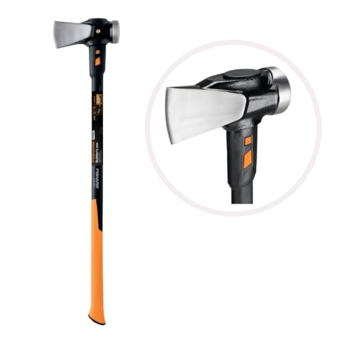 Fiskars Hacha IsoCore XXL, Para partir troncos y clavar cuñas, 92 cm, 5,22 kg, Negro/Naranja, 1020220