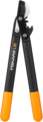 Fiskars Podadera con Cuchilla Bypass para Madera Verde, Sistema Cremallera PowerGear, Diámetro Corte 3.8 cm, Cuchillas Acero Templado Antiadherente, Longitud 45 cm, Negro y Naranja, L70, 1002104