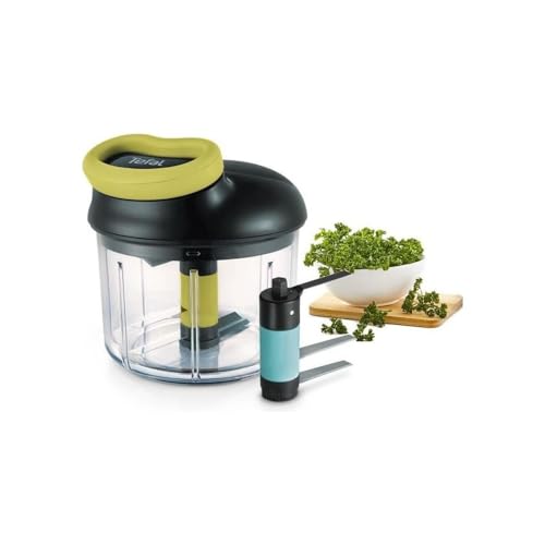 Tefal K1321224 Hachoir Manuel 5 Seconds Engineering, Lame Glace Pilée, Noir, Vert, Transparent