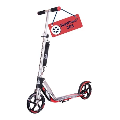 HUDORA Scooter BigWheel 205 - Rodillo de aluminio estable - Patinete urbano ajustable y plegable con soporte - Patín deportivo para niños y adultos hasta 100kg