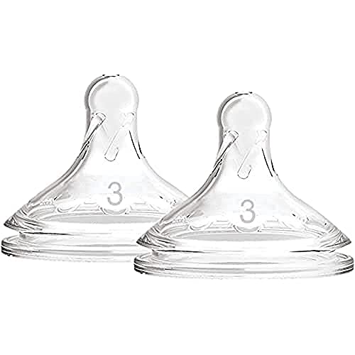 Dr. Brown’s Tetina de Nivel 3 +6 Meses de Silicona Médica Resistente Sin BPA - Flujo Lento y Sistema Anticólicos - Compatible con Biberones de Boca Ancha Options+ - Pack de 2 Unidades