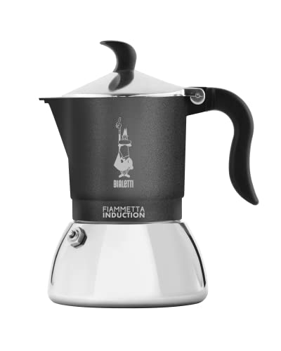 Bialetti Fiammetta Cafetera de inducción, 4 tazas (150 ml), Apta para todos los fuegos, Diseño elegante, Gris