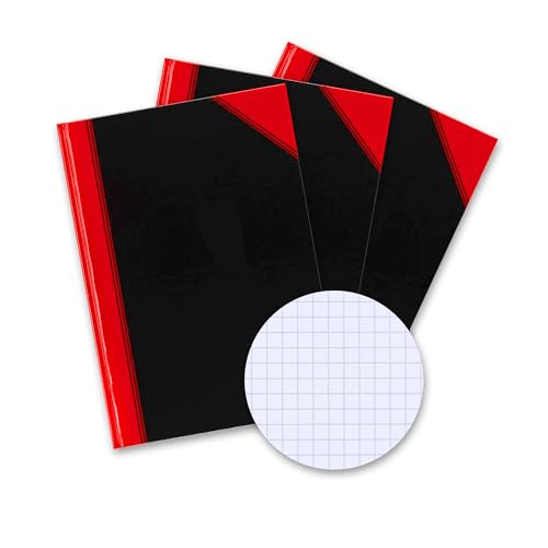 Bantex Libreta A4, cuadriculado, 192 páginas, 70 g/m², tapa dura, 3 unidades, color negro