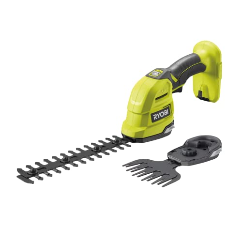 RYOBI 18 V ONE+ Akku-Gras- und Strauchschere RY18GSA-0 (Grasscherenmesser 12 cm breit, Strauchmesser 20 cm lang, werkzeuglose Messertausch, ohne Akku & Ladegerät im Karton)