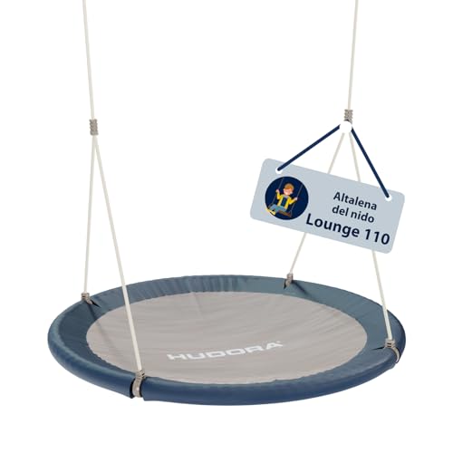 HUDORA Altalena a nido Lounge - Altalena nido con altezza regolabile e diametro da 90/110 cm per carico fino a 150kg - Altalena con seduta chiusa - Altalena familiare per interni ed esterni