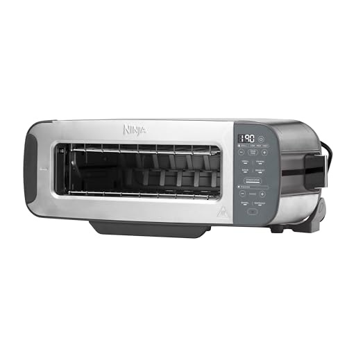 Ninja Foodi 3-en-1, Grille-Pain, Grill et Presse-panini, 7 Fonctions de Cuisson, inclut un Presse-panini, un Plateau de Cuisson et un Bac à Miettes, en Acier Inoxydable, ST202EU