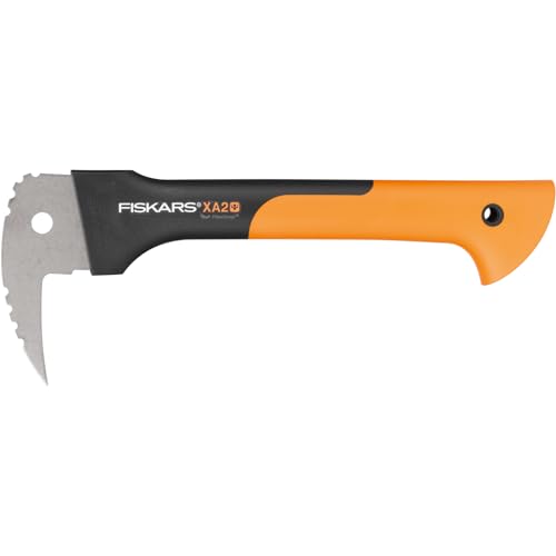 Fiskars WoodXpert Zapa XA2, Longitud: 34.8 cm, Hoja de acero templado/Material sintético reforzado con mango de fibra de vidrio, Incluye funda protectora, Negro/Naranja, 1003622