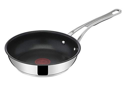 Tefal Jamie Oliver Cook's Classics E3060434 Sartén de acero inoxidable, 24 cm, revestimiento antiadherente, indicador de calor, 100% seguro, mango de silicona remachado, apto para horno, sartén de