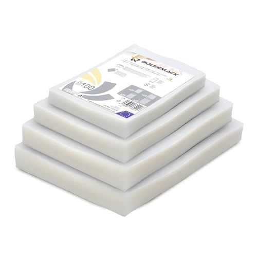 Bolsemack Sacs sous Vide gaufrés Combo Maison, à Usage Alimentaire pour Tout Type d'appareil de Mise sous Vide, Blanc, 6" x 8" - 6,7" x 9,8" - 8" x 8" - 8" x 12"