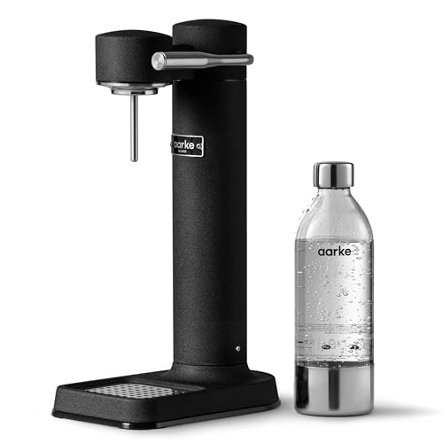Aarke Carbonator 3, Máquina para hacer Agua con Gas en Acero Inoxidable, incluye Botella 800ml, Acabado en Negro