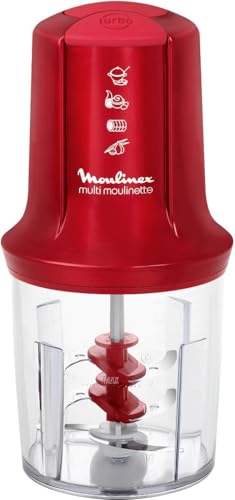 Moulinex AT714G Tritatutto 3 Lame, Potenza 500 W, 2 Velocità per Risultati Perfetti, Trita, Sminuzza e Mescola gli Ingredienti, Ciotola da 500 ml