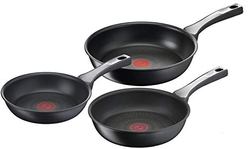 Tefal Unlimited On Lot de 3 poêles 20/24.28 cm, Induction, Revêtement antiadhésif résistant, Fonction Thermo-Signal, Fabriqué en France G2599102
