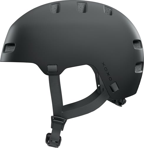ABUS XOXO casco de bicicleta, casco de ciudad en look skater, casco para monopatín, bicicleta, scooter, con mentonera optimizada, para adolescentes y adultos, talla S, negro