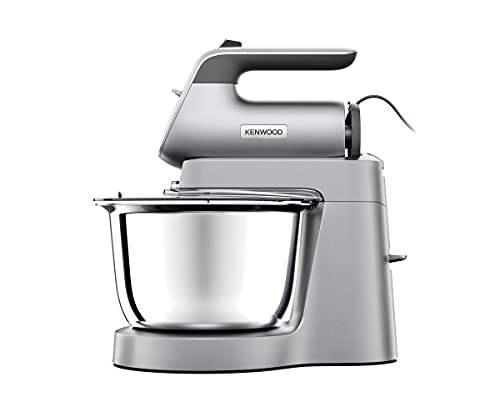 Kenwood Chefette Batidora de Pie y de Mano Todo en Uno, Bol de Acero Inoxidable de 3,5L, Velocidad Variable + Pulse, 650W, HMP54.000SI, Plata