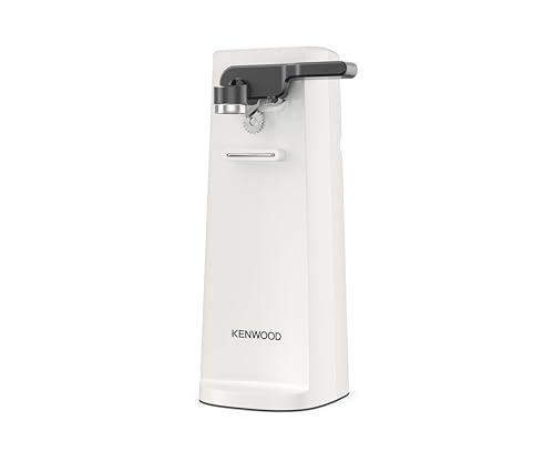 Kenwood Elektrischer Dosenöffner CAP80.000WH, Multifunktionaler 3-in-1 Küchenhelfer mit Integriertem Messerschärfer, Dosenöffner und Flaschenöffner, mit Kabelaufwicklung, Weiß